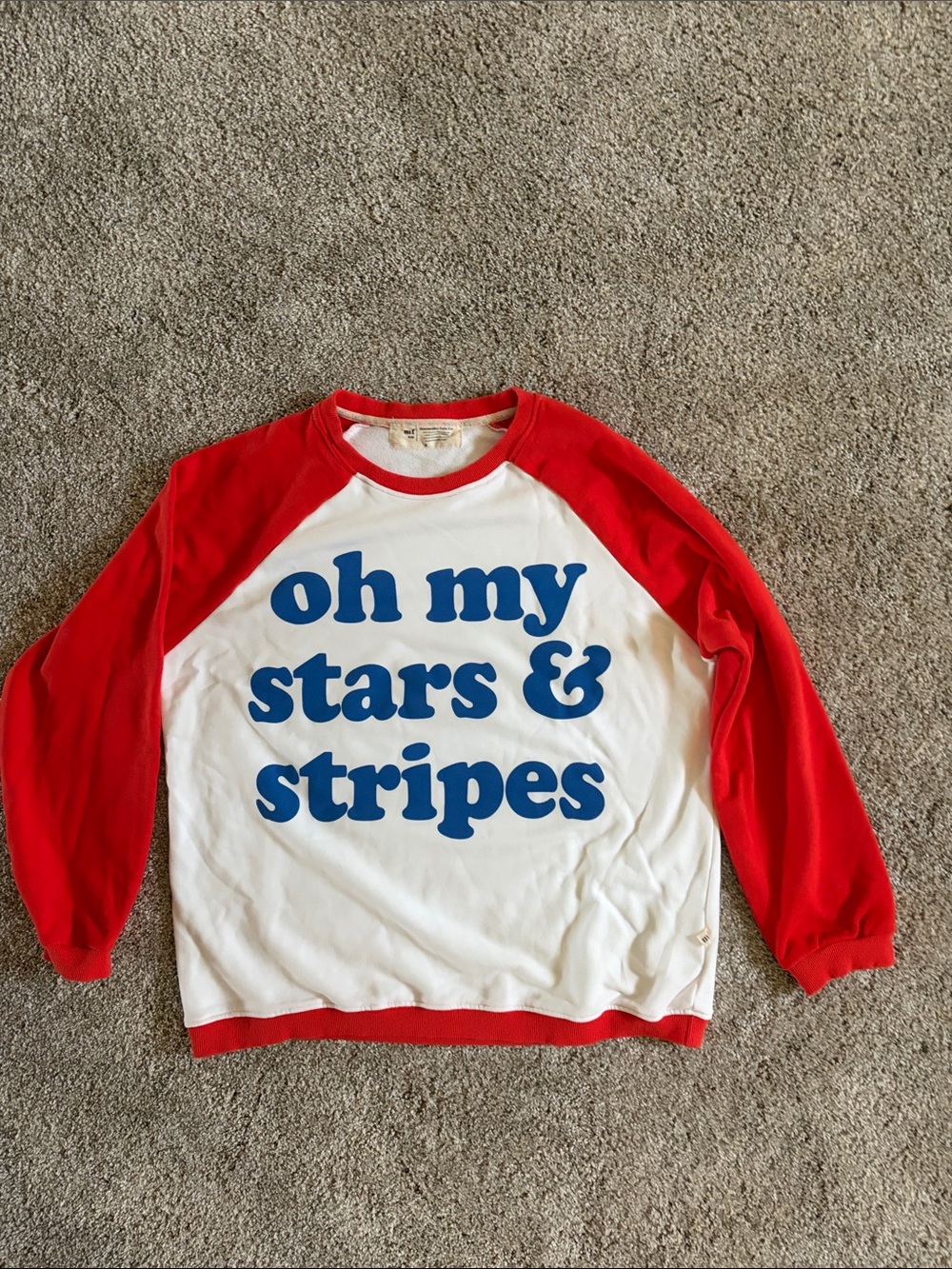 Red, White & Blue Raglan Sweatshirt July Fourth